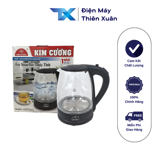Ấm siêu tốc Kim Cương thủy tinh 1.8 lít