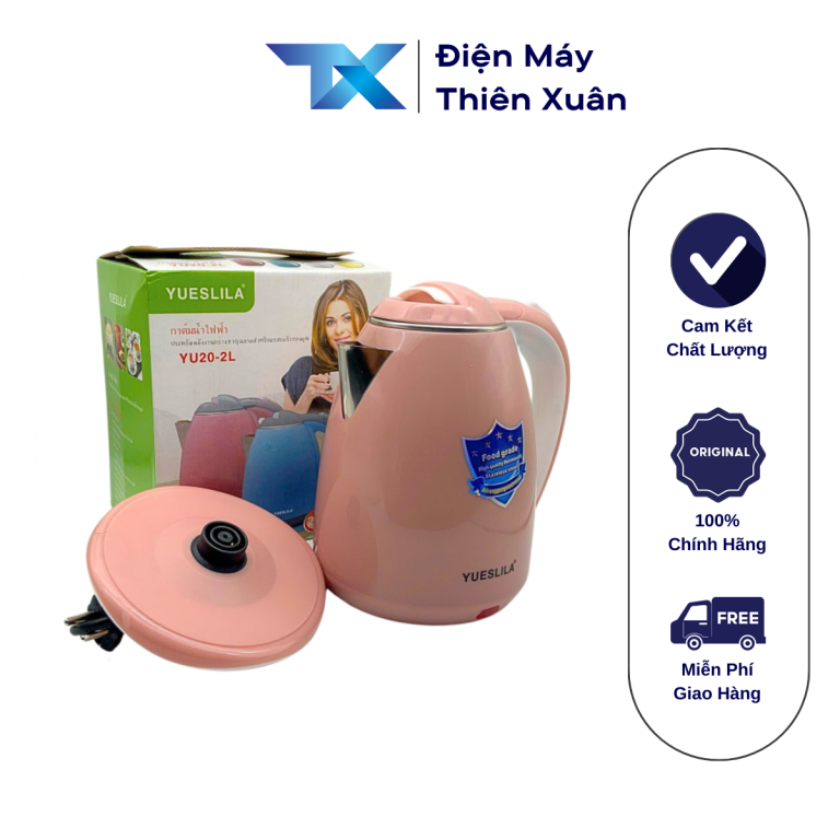Ấm siêu tốc Yueslila Inox – 2 lớp, 2 lít