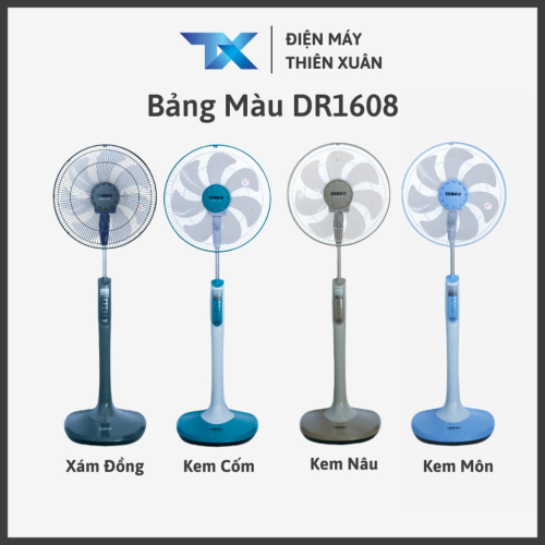 Bảng màu quạt đứng Senko DR1608 có remote