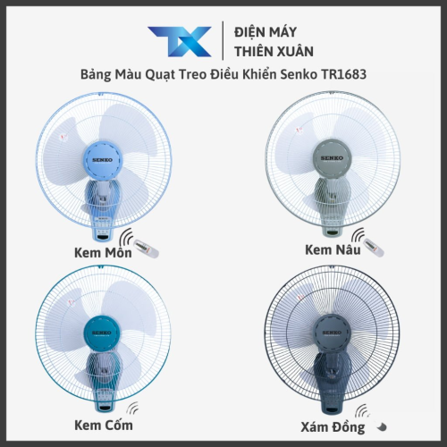Bảng màu quạt treo tường Senko có điều khiển TR1683