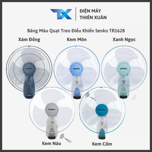 Bảng màu quạt treo tường Senko có remote TR1628