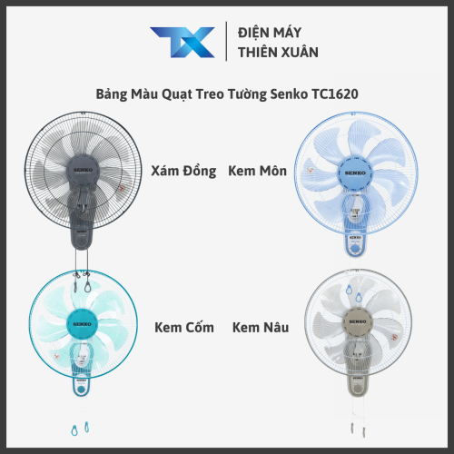 Bảng màu quạt treo tường Senko TC1620