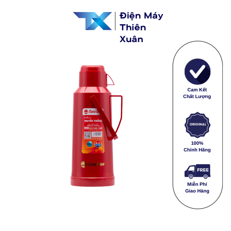 Bình thuỷ Rạng Đông 2 lít N1 RD-2035 màu đỏ