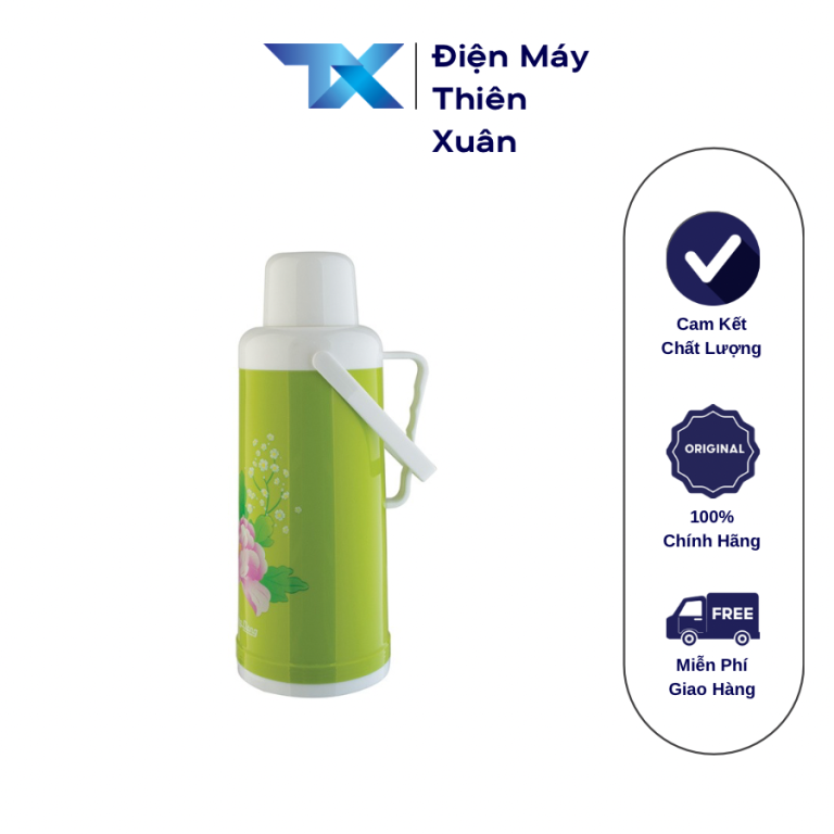 Bình thuỷ Rạng Đông 2 lít RD-2035N3 màu xanh lá