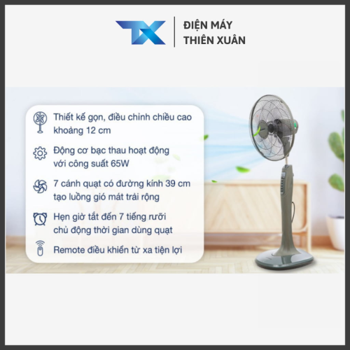 Chi tiết quạt đứng Senko DR1608 có remote điều khiển từ xa