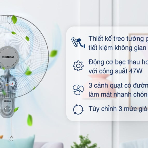 Chi tiết quạt treo tường Senko T1680