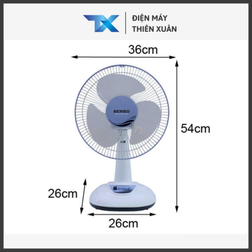 Chiều cao quạt bàn B3 Senko B1216