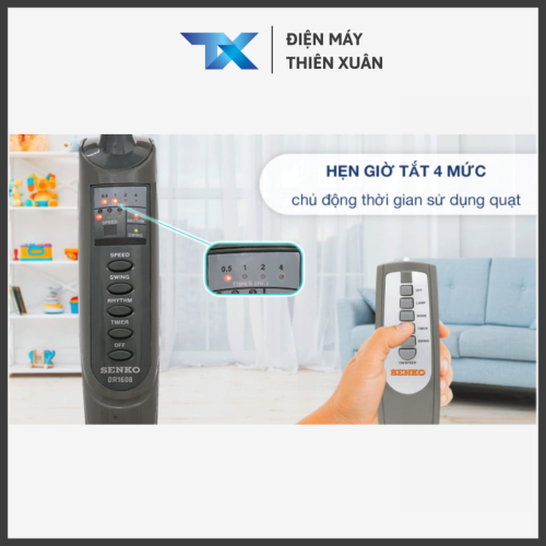 Quạt đứng Senko DR1608 có remote hẹn giờ tiện lợi