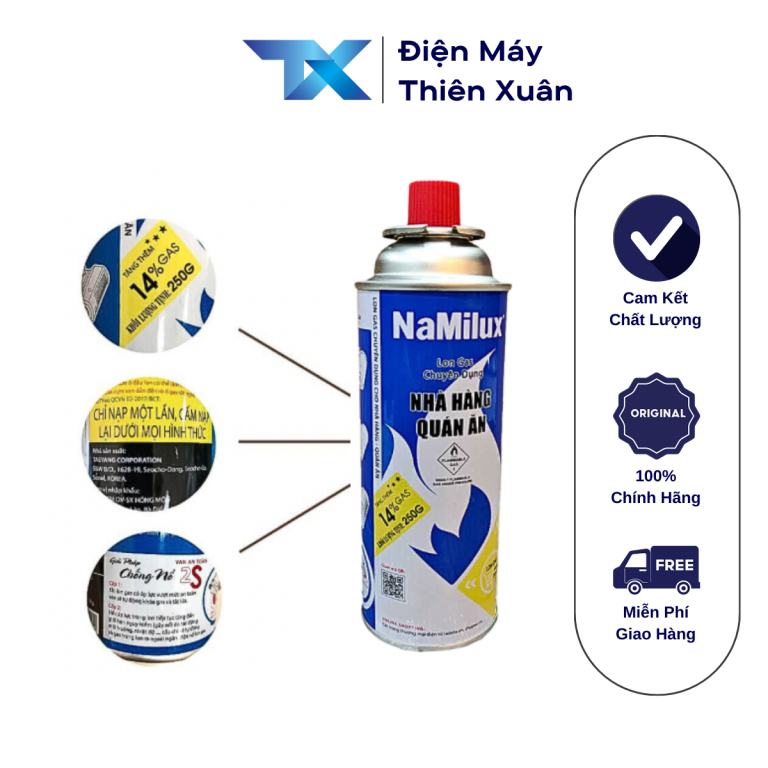 Lon gas NaMilux nhập khẩu