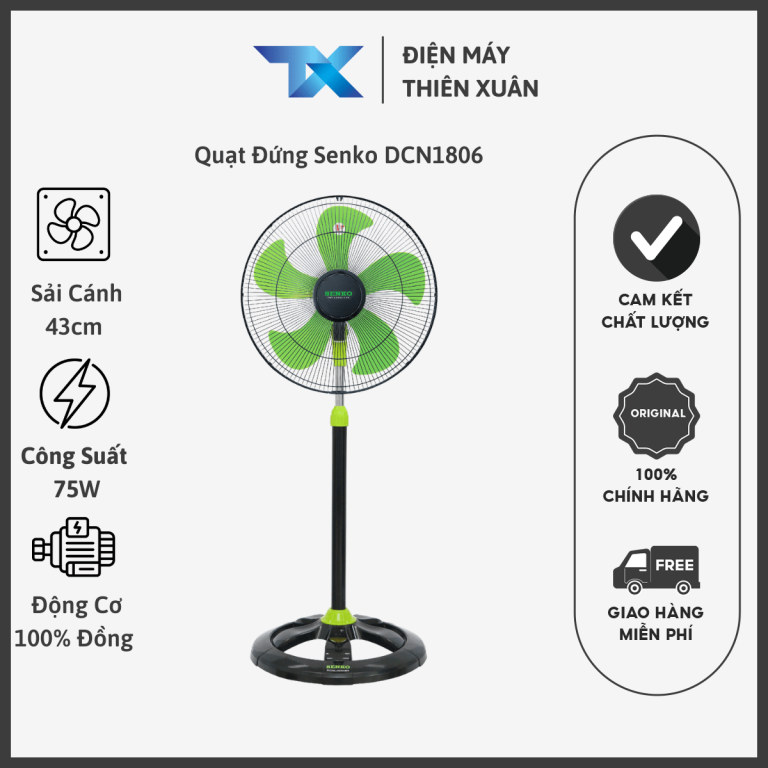 Quạt đứng Senko DCN1806 chính hãng nhỏ gọn làm mát hiệu quả