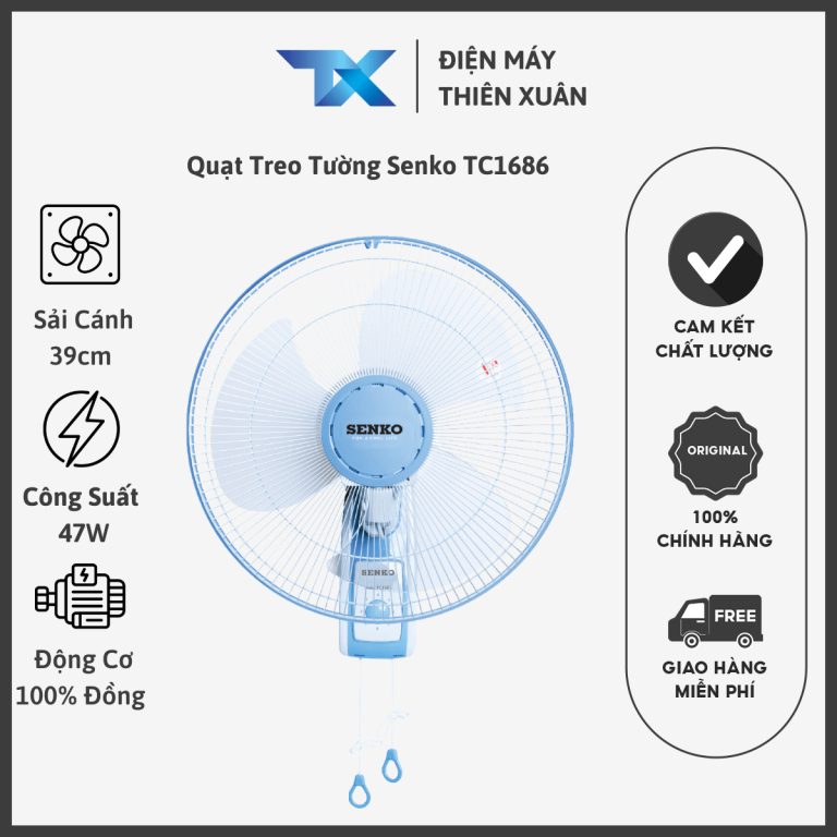 Quạt treo tường Senko TC1686