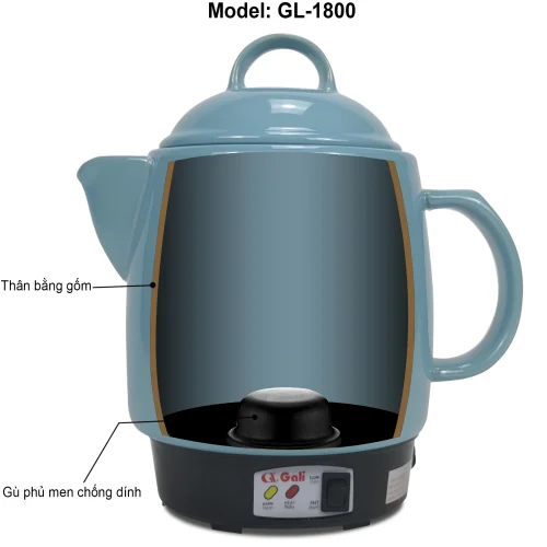 Ấm sắc thuốc Gali 1801X cấu tạo