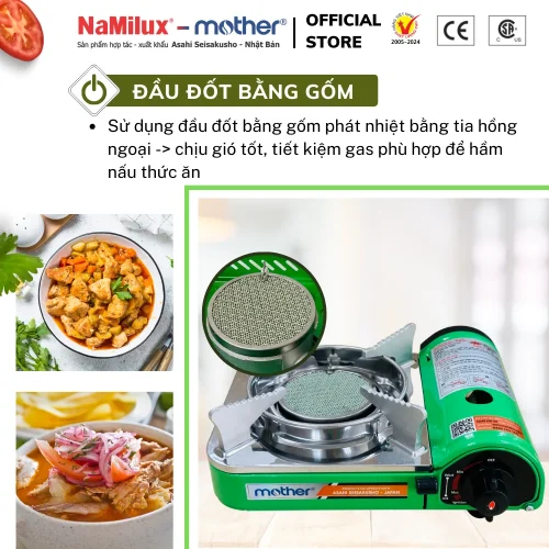 Bếp gas mini NaMilux NH P2711PS đầu đốt bằng gốm