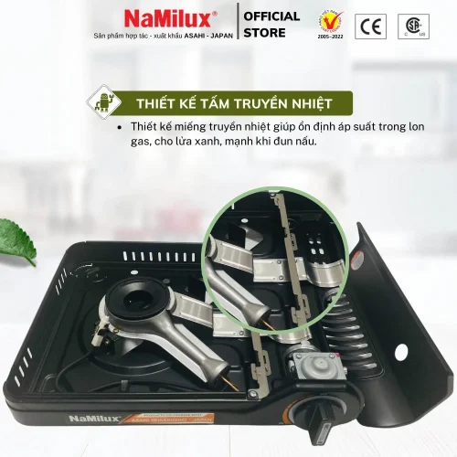 Bếp gas mini NaMilux NH P3033PS tấm truyền nhiệt