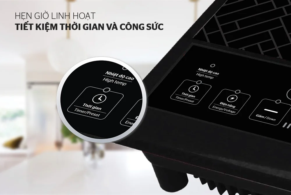 Bếp hồng ngoại cơ SUNHOUSE SHD6011 với bảng điều khiển hẹn giờ trên mặt kính cường lực