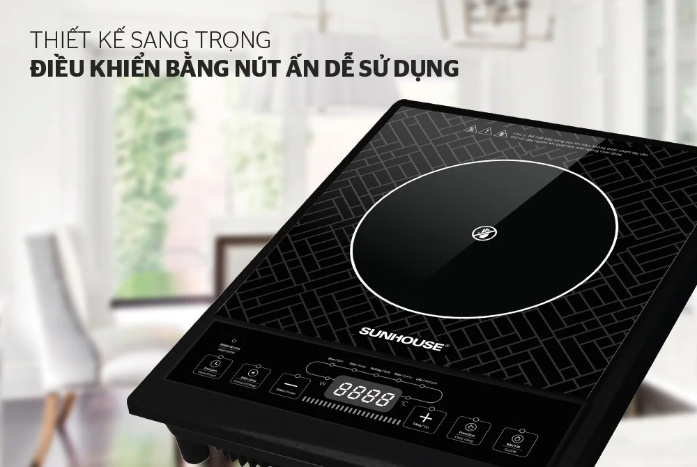 Bếp hồng ngoại cơ SUNHOUSE SHD6011 kính cường lực với bảng điều khiển nút nhấn
