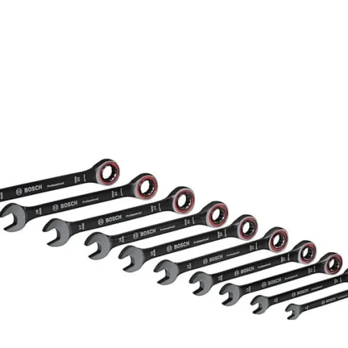 Bộ 10 cờ lê thép đen Bosch Professional đầu miệng vòng tự động