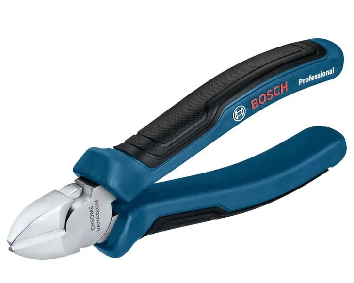 Kìm cắt chéo Bosch tay cầm xanh đen góc nghiêng từ trên
