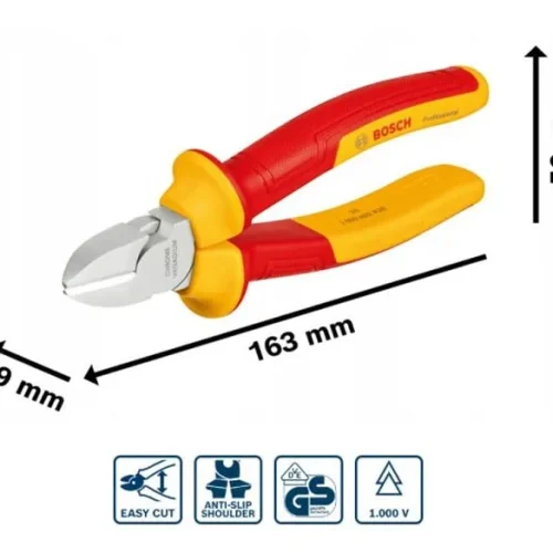 Kìm cắt chéo cách điện Bosch VDE 160mm kích thước