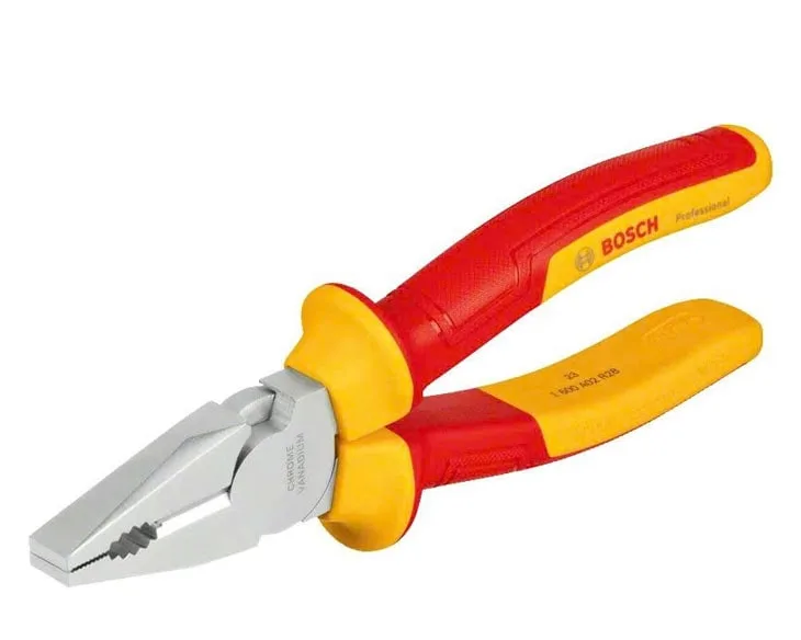 Kìm đầu bằng cách điện Bosch VDE 180 mm cán đỏ vàng