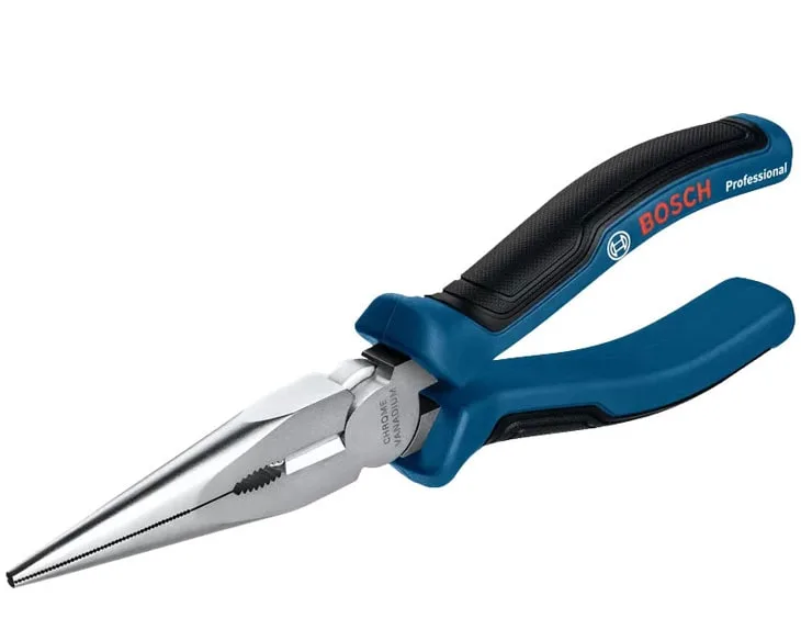 Kìm mũi nhọn Bosch tay cầm xanh đen góc nghiêng từ trên