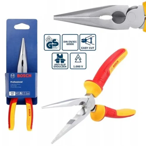 Kìm mũi nhọn cách điện Bosch VDE 200mm đóng gói