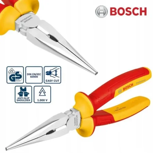 Kìm mũi nhọn cách điện Bosch VDE 200mm tinh năng