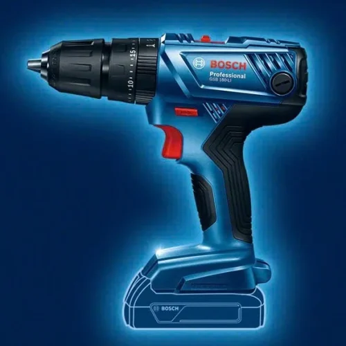 Mặt bên máy khoan pin Bosch GSB 180-LI bộ 41 món