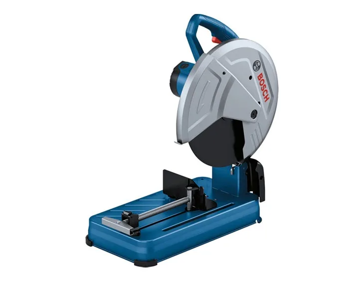 Máy cắt sắt Bosch GCO 230 màu xanh với đế kẹp phôi