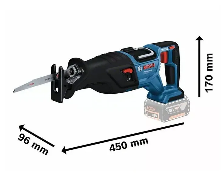 Máy cưa kiếm dùng pin Bosch GSA 185-LI kích thước