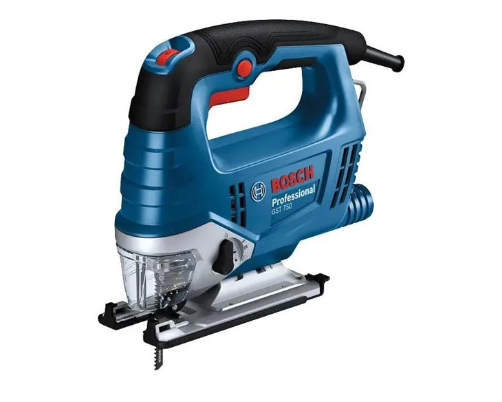 Máy cưa lọng Bosch GST 750 màu xanh có đế cưa