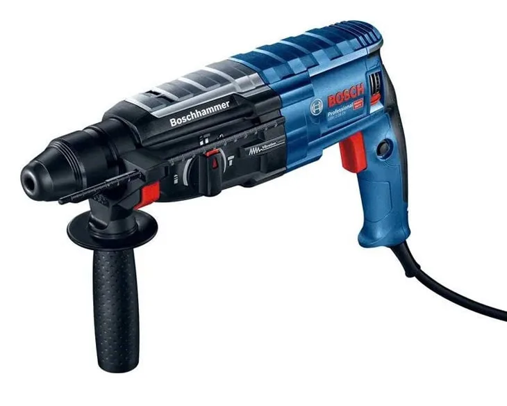 Máy khoan búa Bosch GBH 2-28 DV góc nghiêng bên trái kèm tay cầm phụ