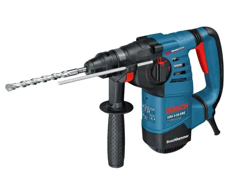 Máy khoan búa Bosch GBH 3-28 DRE góc nghiêng bên trái kèm tay cầm phụ