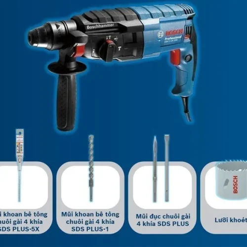 Máy khoan búa điện Bosch GBH 2-24 DRE kèm phụ kiện mũi khoan