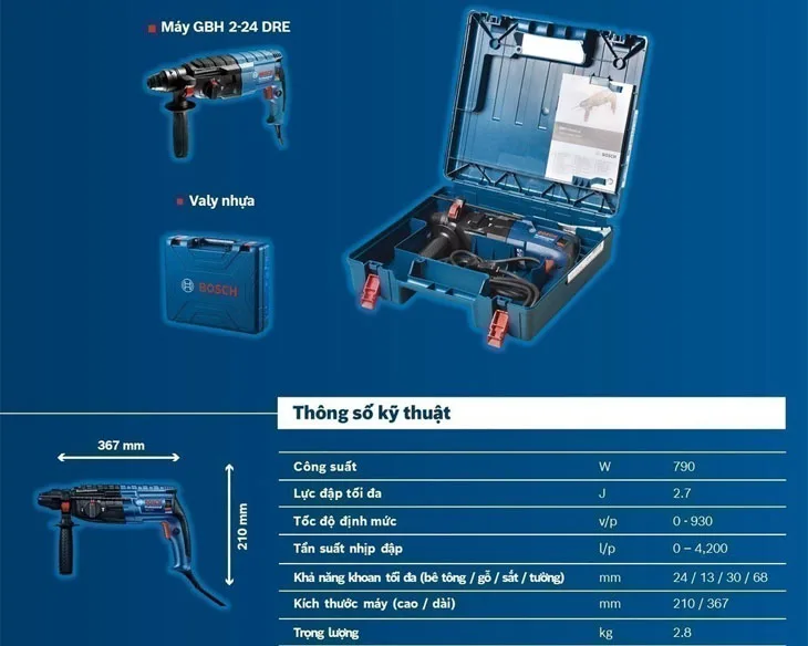 Máy khoan búa điện Bosch GBH 2-24 DRE