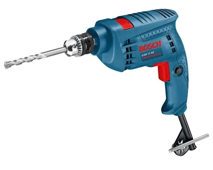 Máy khoan động lực Bosch GSB 10 RE góc nghiêng bên trái kèm mũi khoan
