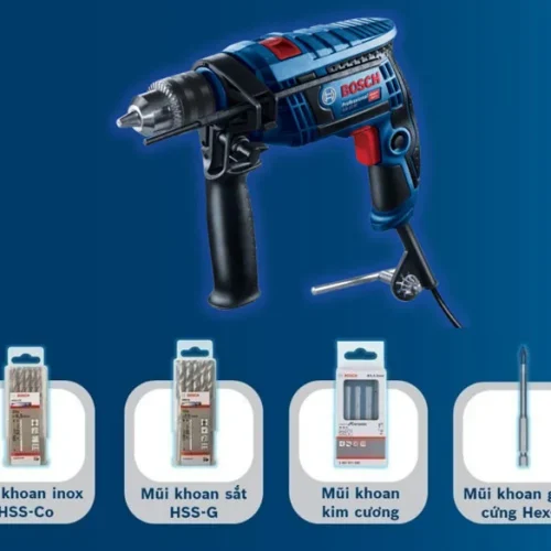 Máy khoan động lực Bosch GSB 13 RE kèm phụ kiện mũi khoan