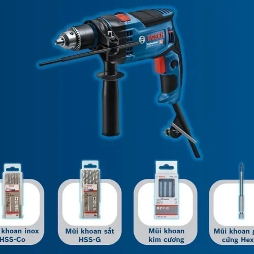 Máy khoan động lực Bosch GSB 16 RE kèm phụ kiện mũi khoan