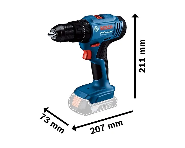 Máy khoan động lực pin Bosch GSB 183-LI kích thước 211mm