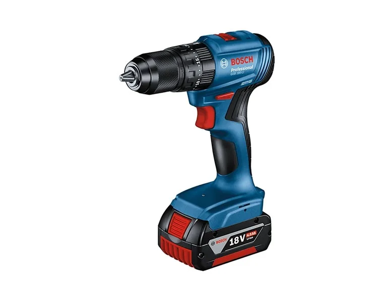 Máy khoan vặn vít pin Bosch GSB 185-LI kèm phụ kiện góc nghiêng bên trái