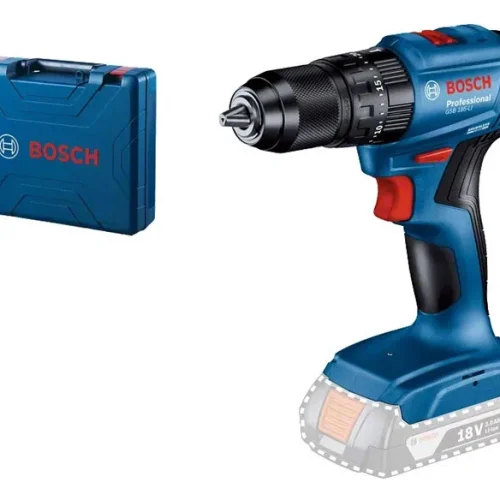 Máy khoan vặn vít pin Bosch GSB 185-LI, thân máy, phụ kiện và hộp đựng