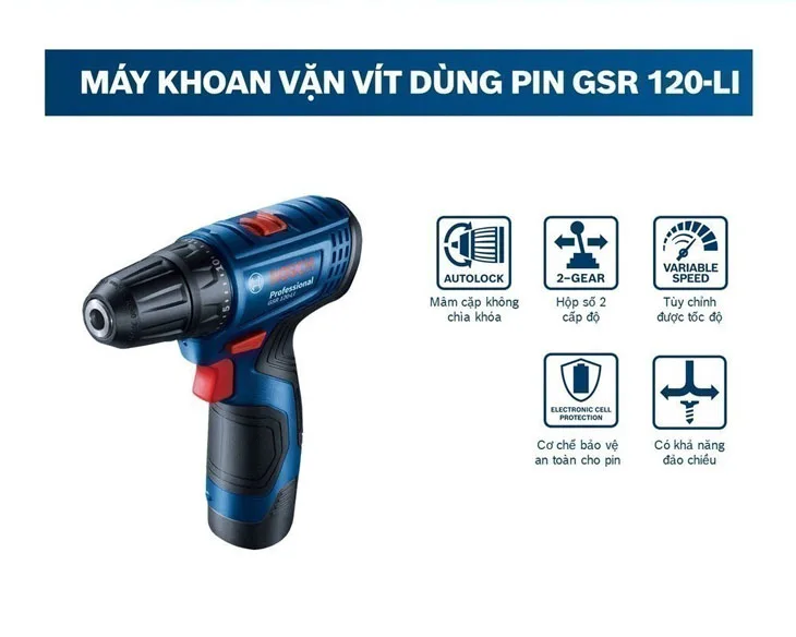 Máy khoan vặn vít pin Bosch GSR 120-LI Gen II