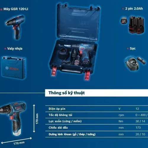 Máy khoan vặn vít pin Bosch GSR 120-LI Gen II