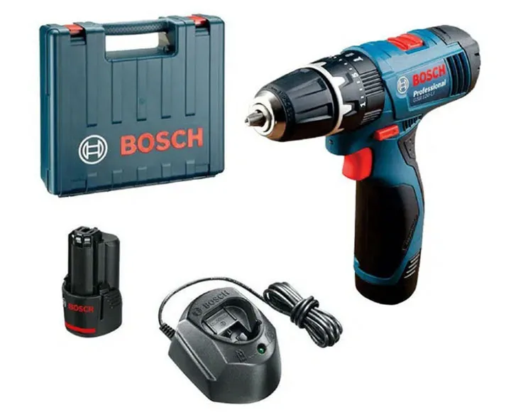 Máy khoan vặn vít pin Bosch GSR 120-LI Gen II trọn bộ