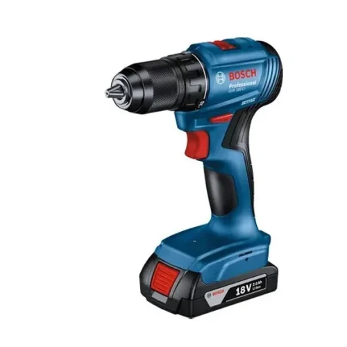Máy khoan vặn vít pin Bosch GSR 185-LI kèm phụ kiện góc nghiêng bên trái