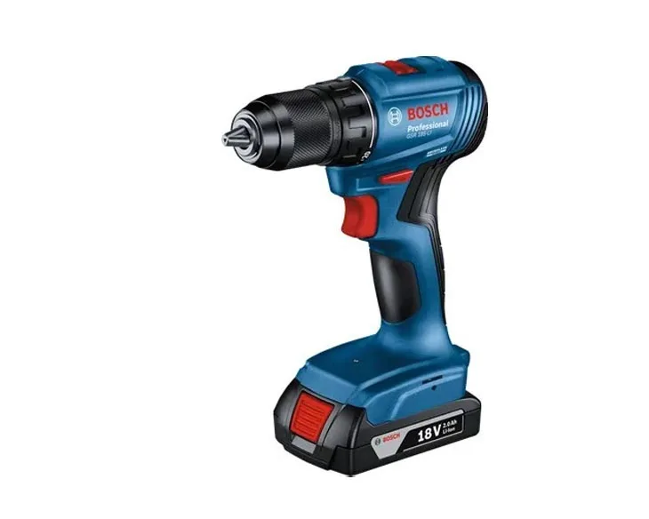 Máy khoan vặn vít pin Bosch GSR 185-LI kèm phụ kiện góc nghiêng bên trái