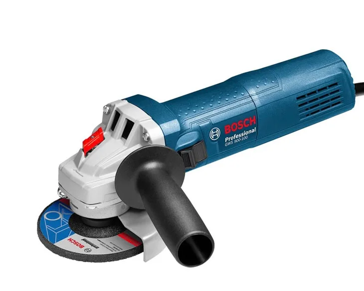 Máy mài góc Bosch GWS 900-100 màu xanh kèm tay cầm phụ và đĩa mài