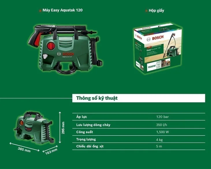 Máy phun xịt rửa áp lực cao Bosch Easy Aquatak 120