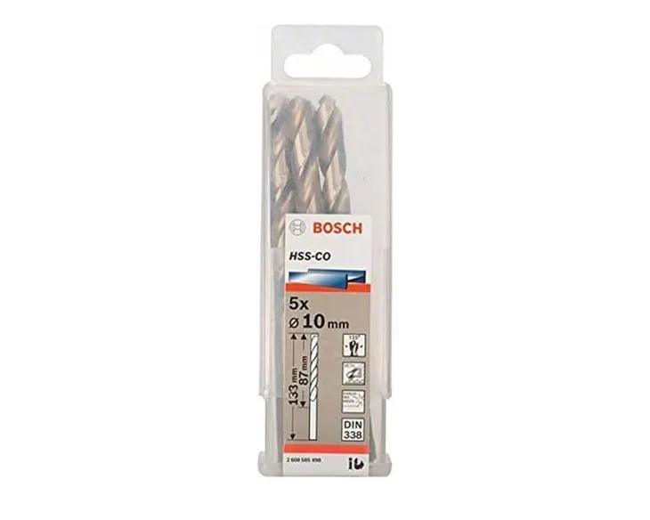 Mũi khoan Inox Bosch HSS-CO 10mm (Hộp 5 mũi)