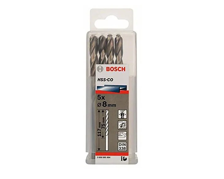 Mũi khoan Inox Bosch HSS-CO 8mm (Hộp 5 mũi)